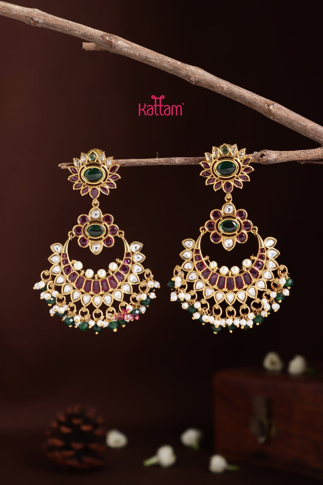 Chandbali Pearl Statement Earring - E1407