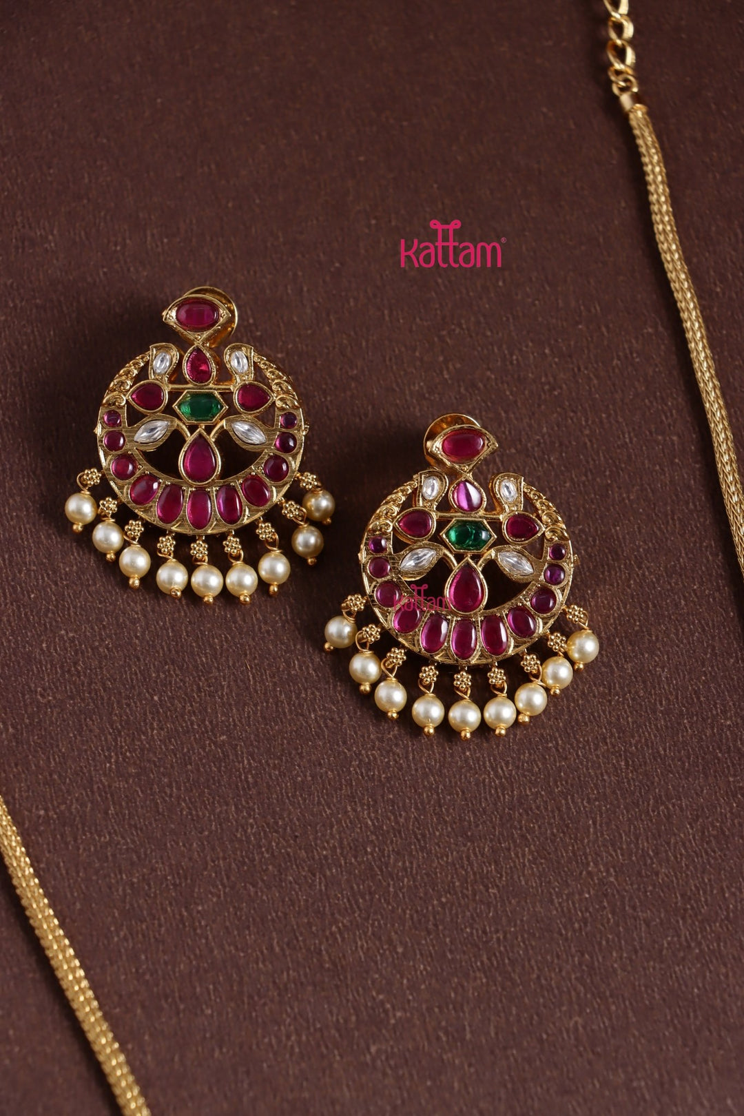 Chandbali Pendnat Dollar Chain - N3793