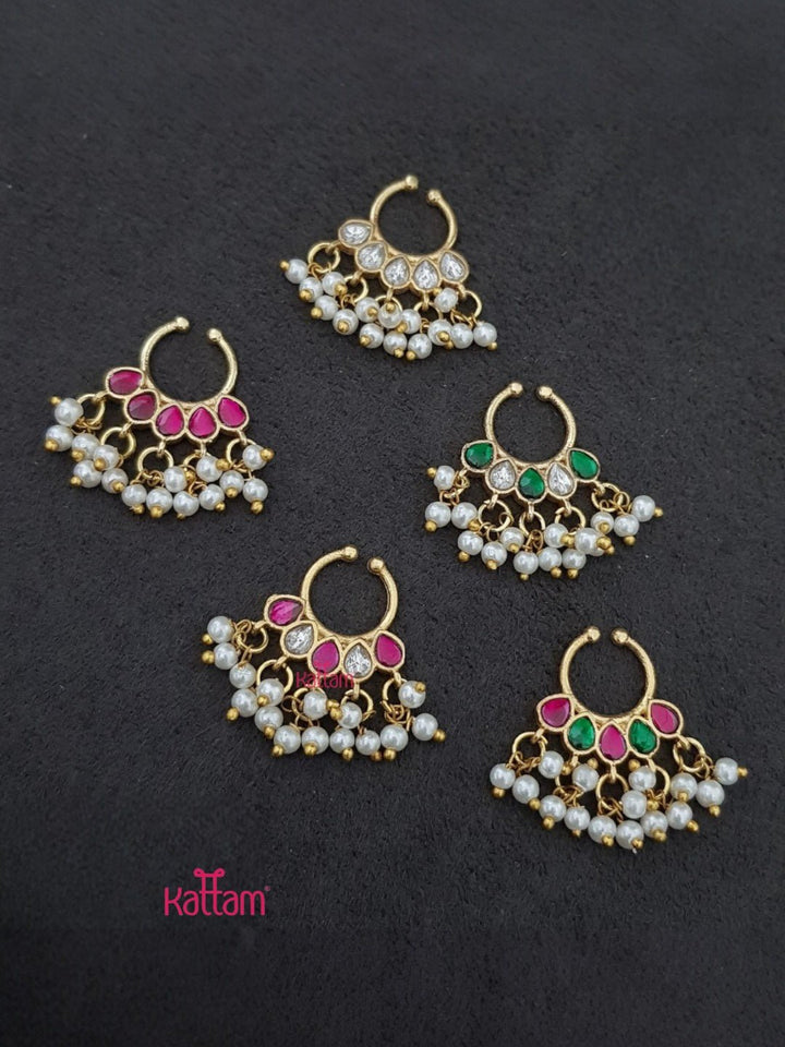 Chandbali - Septum Ruby Nose Pin - SP5 - NP073