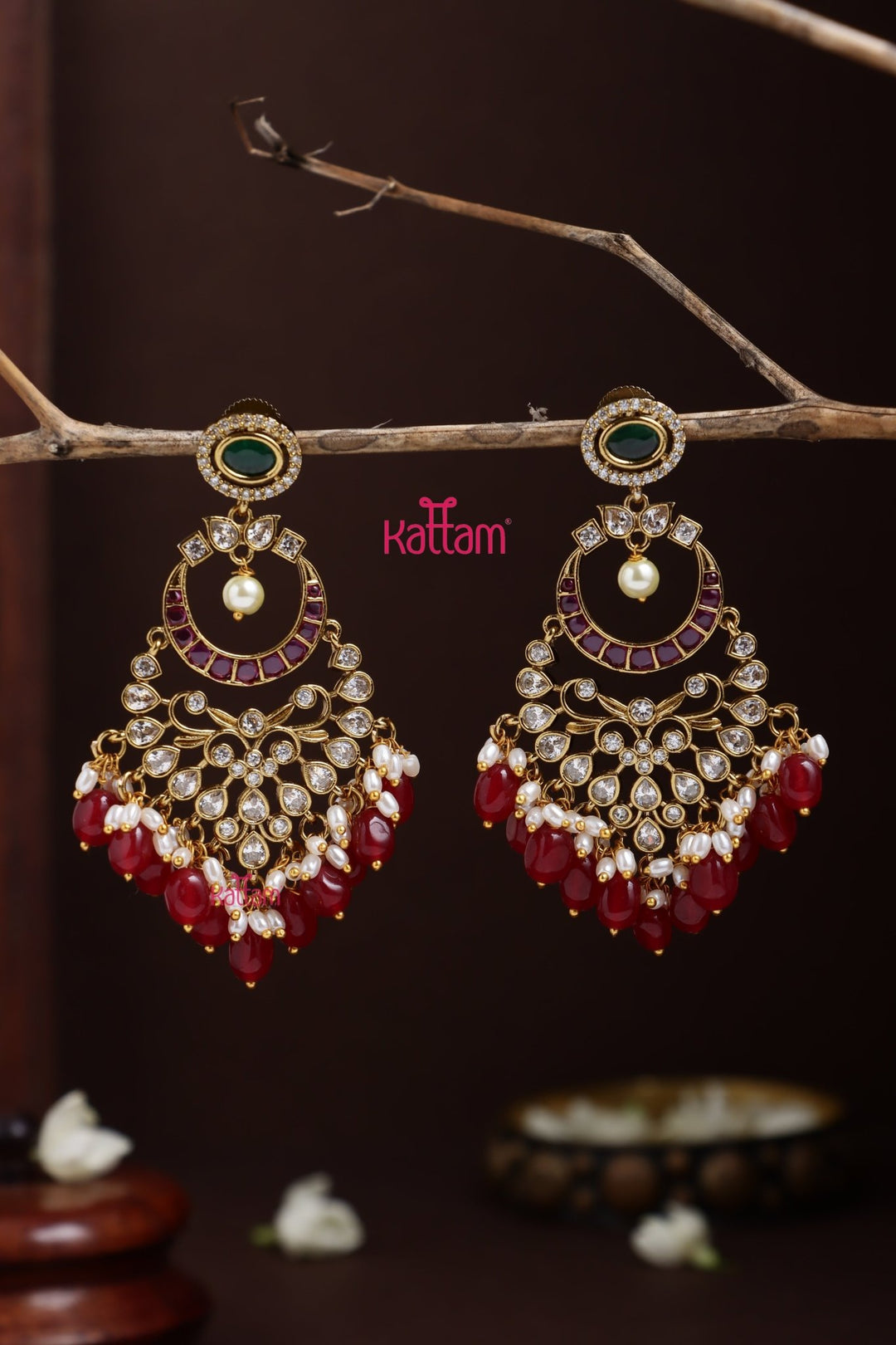 Chandbali Stone Statement Earring - E1288