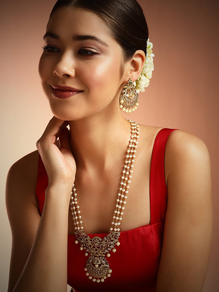 Chandbali White Pearl Haram - N1693