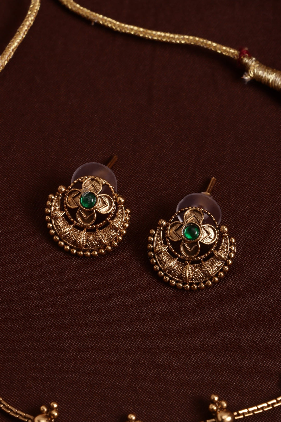 Coin Chandbali Choker - Green - N4121