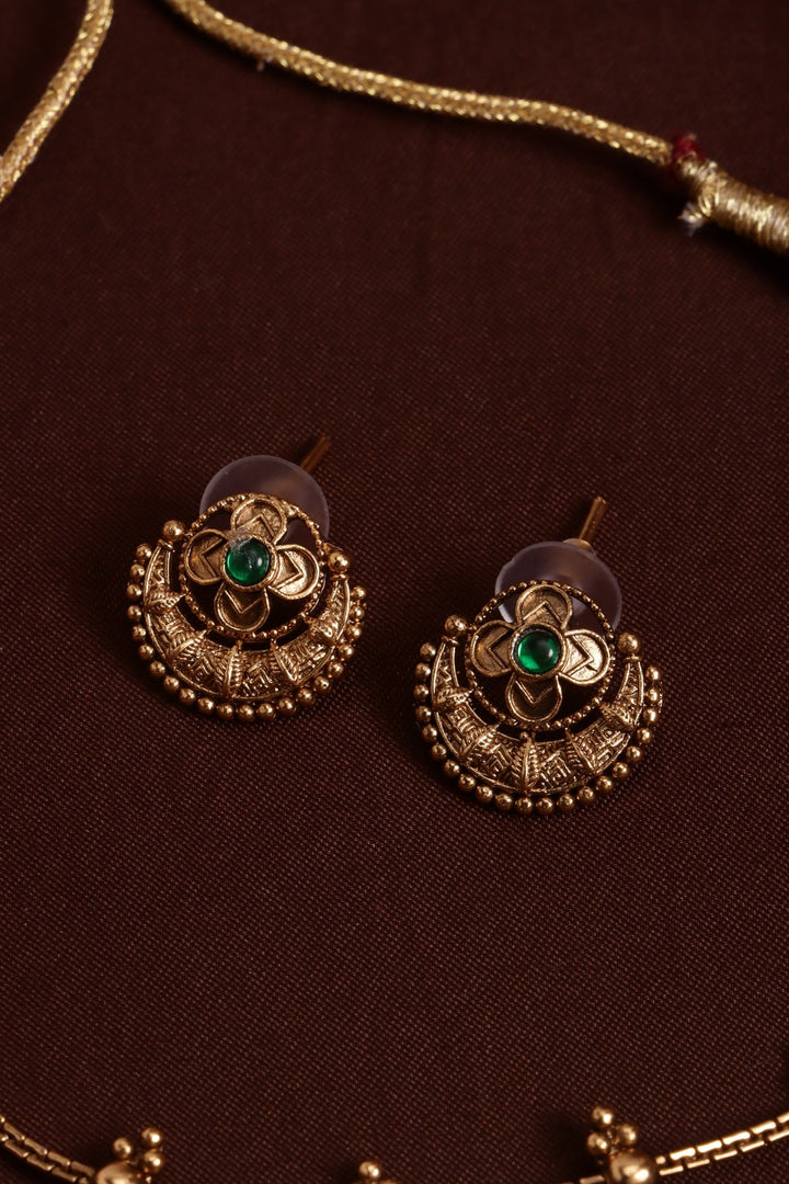 Coin Chandbali Choker - Green - N4121