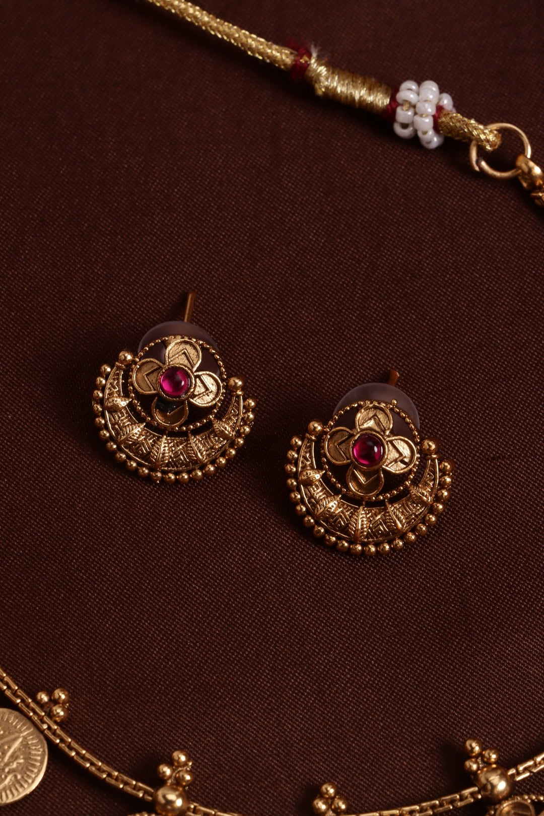 Coin Chandbali Choker - RubyGreen - N4122