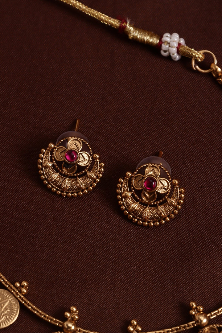 Coin Chandbali Choker - RubyGreen - N4122