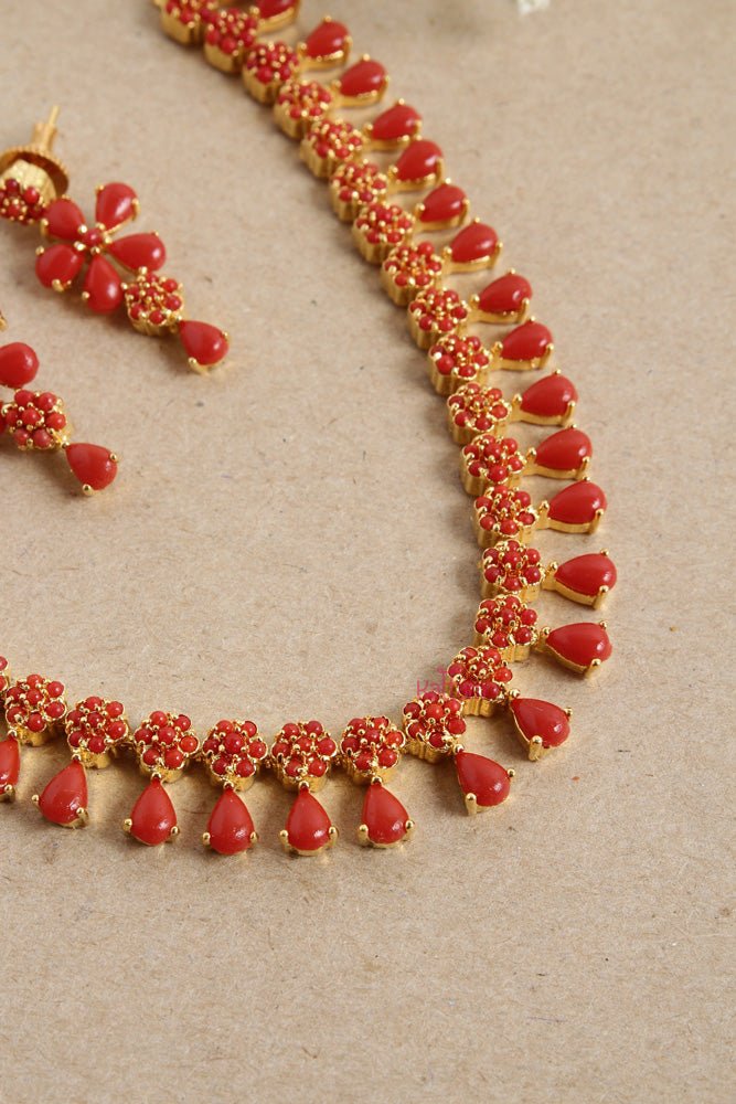 Coral Stone Choker Set Kattam - Main Image