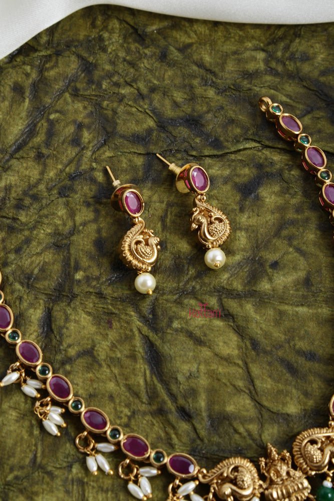 Dainty Ruby Green Goddess Rice Pearl Choker - N2478
