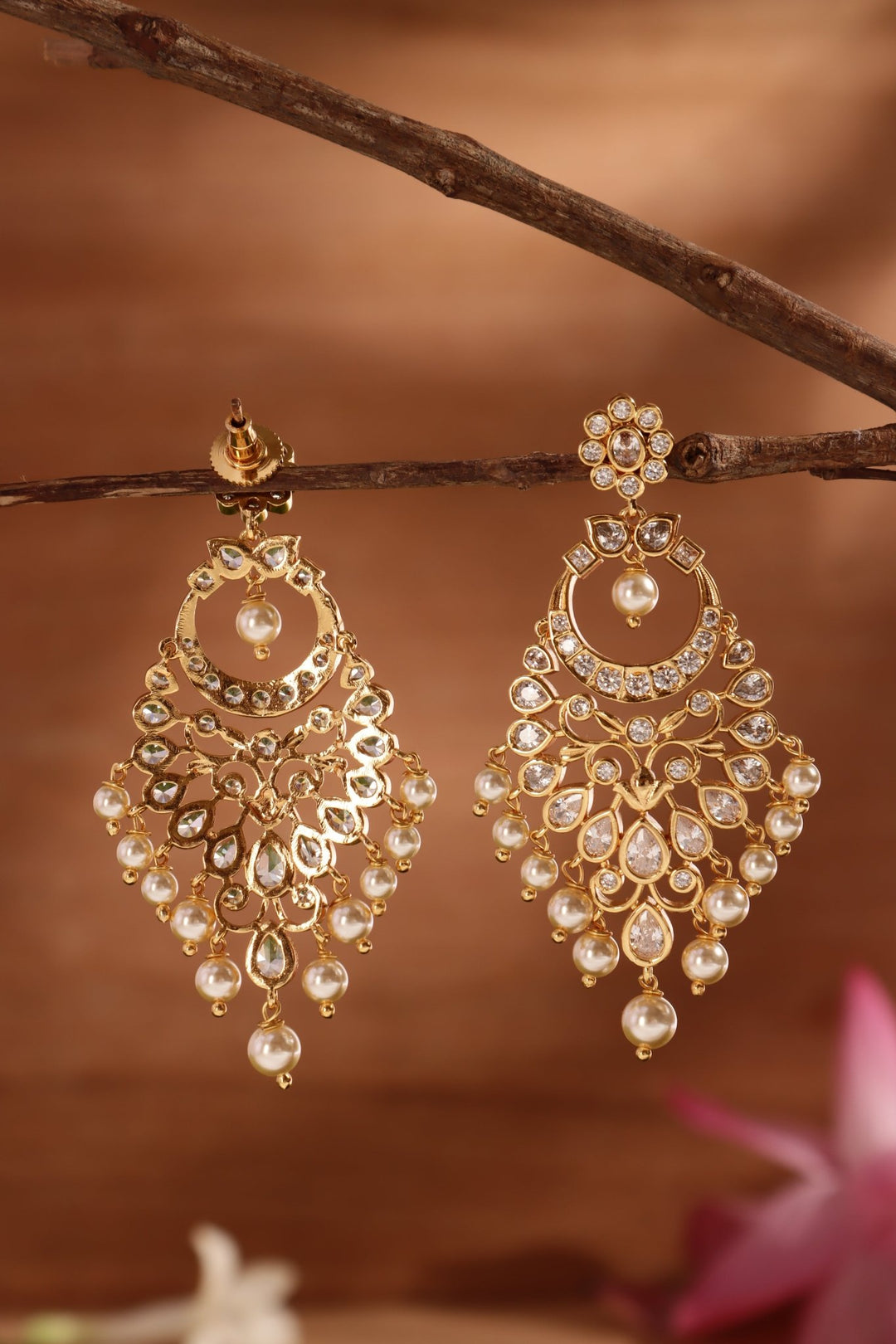 Danika - White Chandbali Earring - E1514