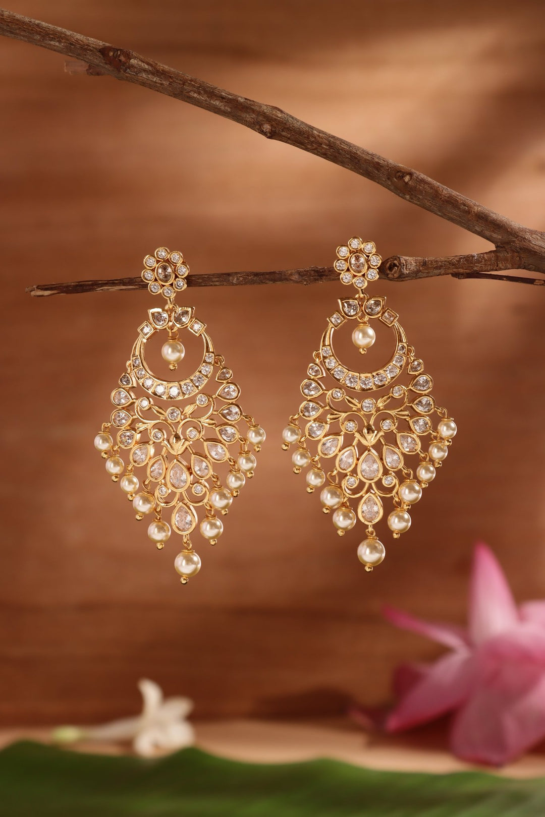 Danika - White Chandbali Earring - E1514