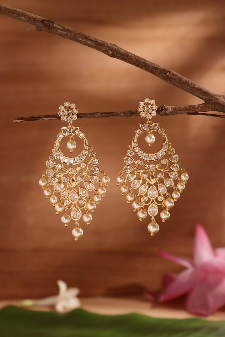 Danika - White Chandbali Earring - E1514