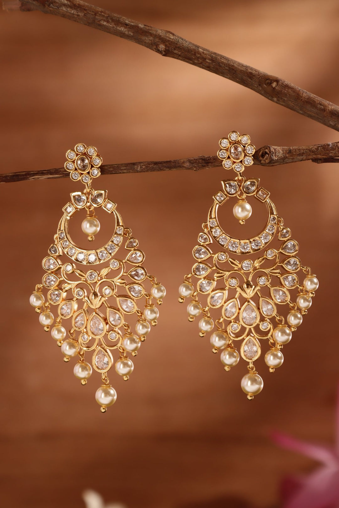 Danika - White Chandbali Earring - E1514