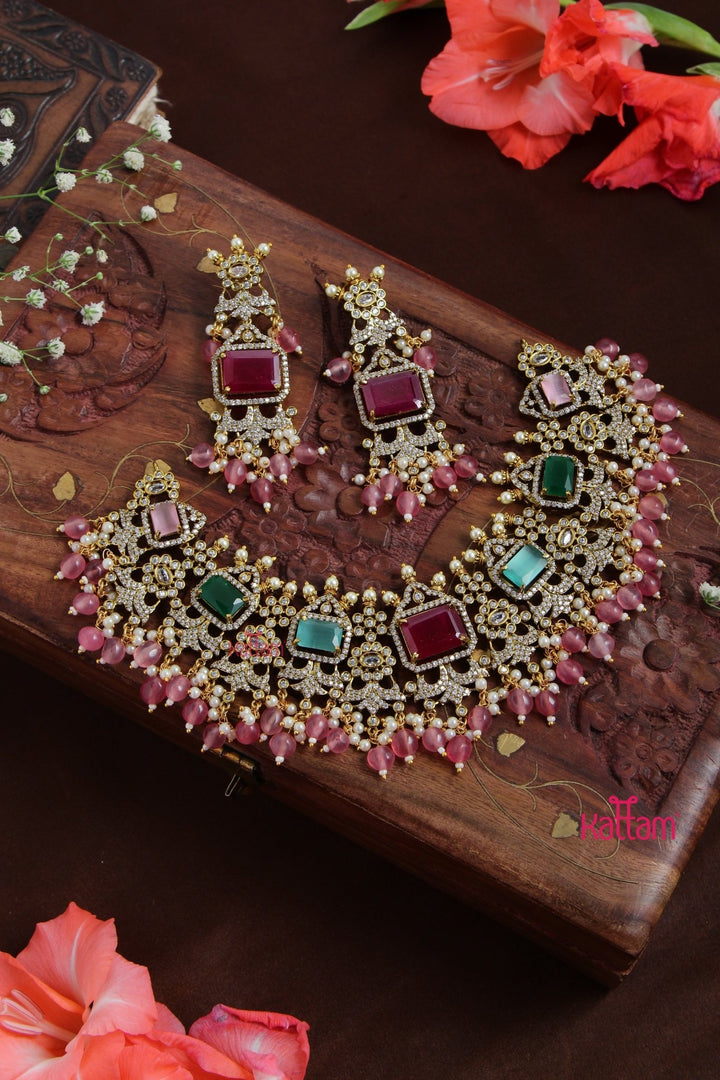 Darcie - Victorian Diamond Pink Bridal Choker - N6114