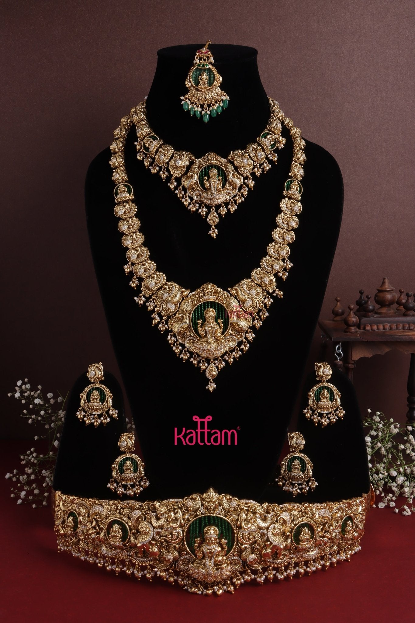 Deshika - Goddess Peacock Semi Bridal Set - Kattam