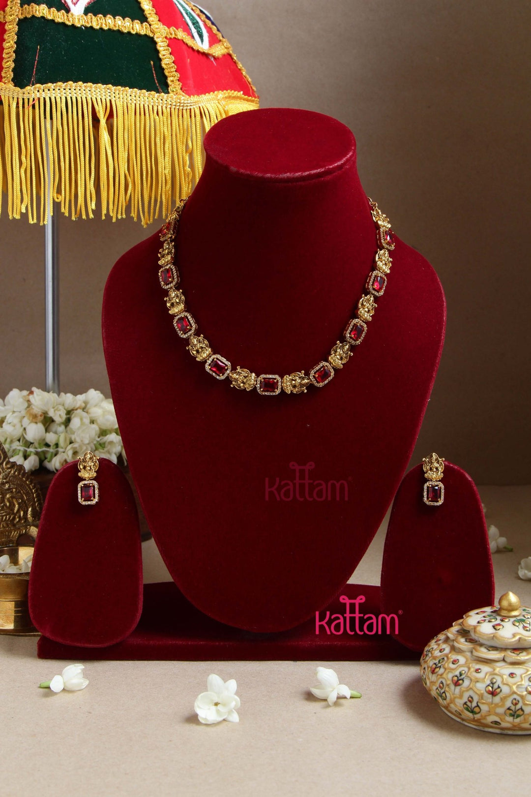 Devika - Goddess Ruby Necklace ( Detachable) - N3006