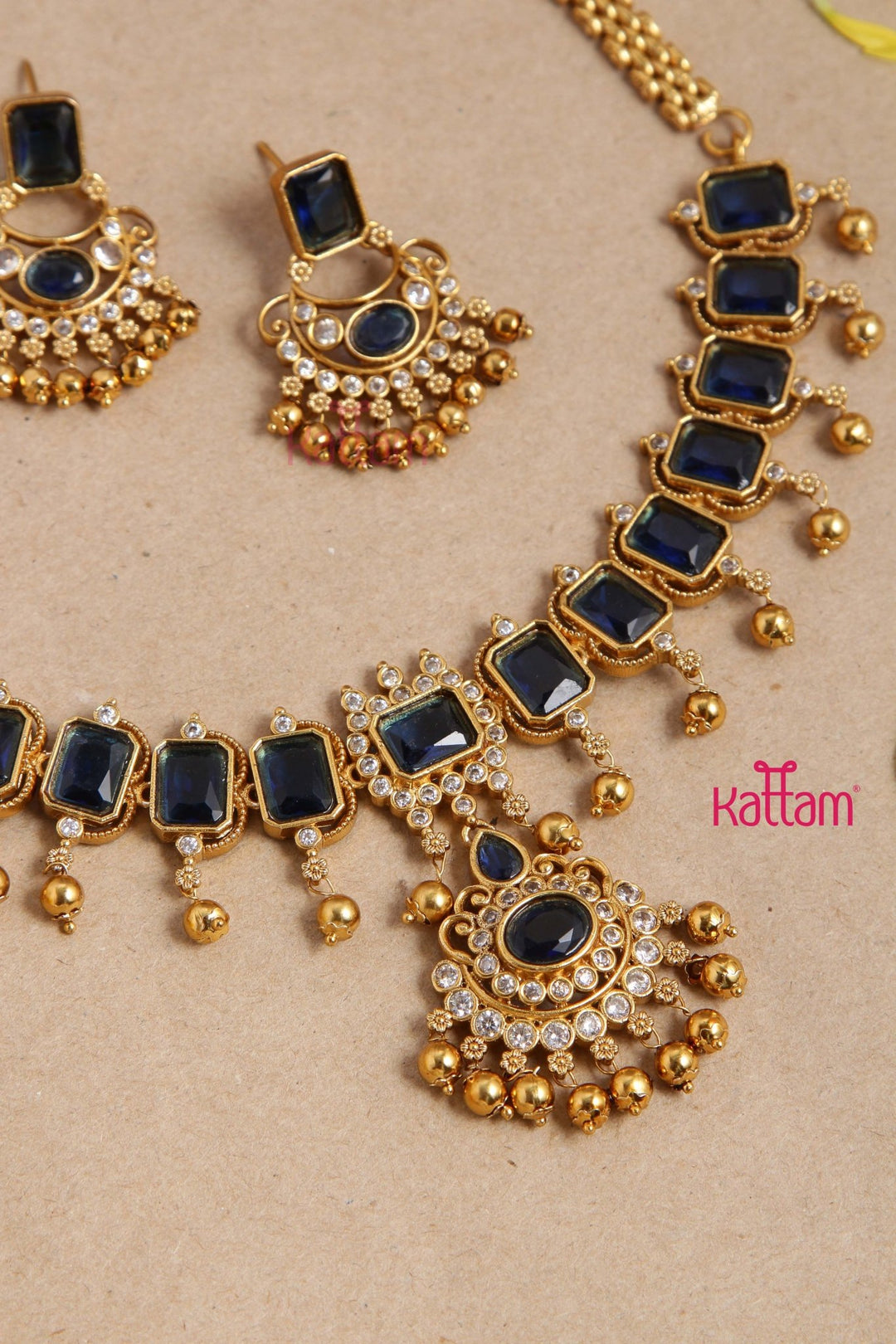 Dhanika Navy Block Necklace - N2966