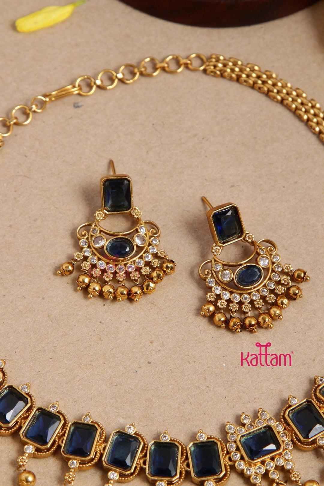 Dhanika Navy Block Necklace - N2966