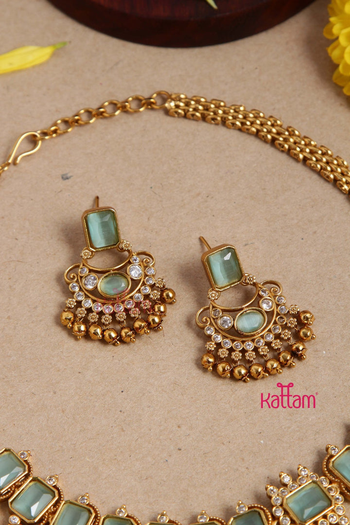 Dhanika Pastel Green Block Necklace - N2967