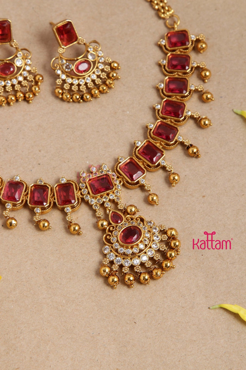 Dhanika Ruby Block Necklace - N2965