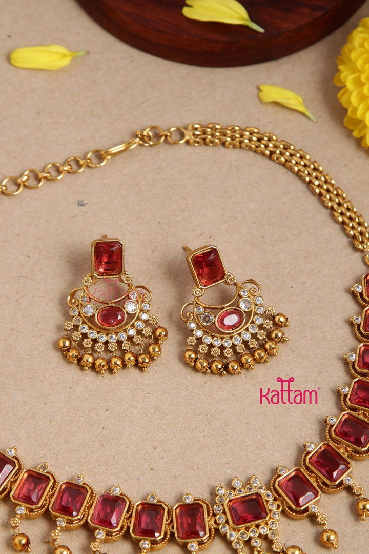 Dhanika Ruby Block Necklace - N2965