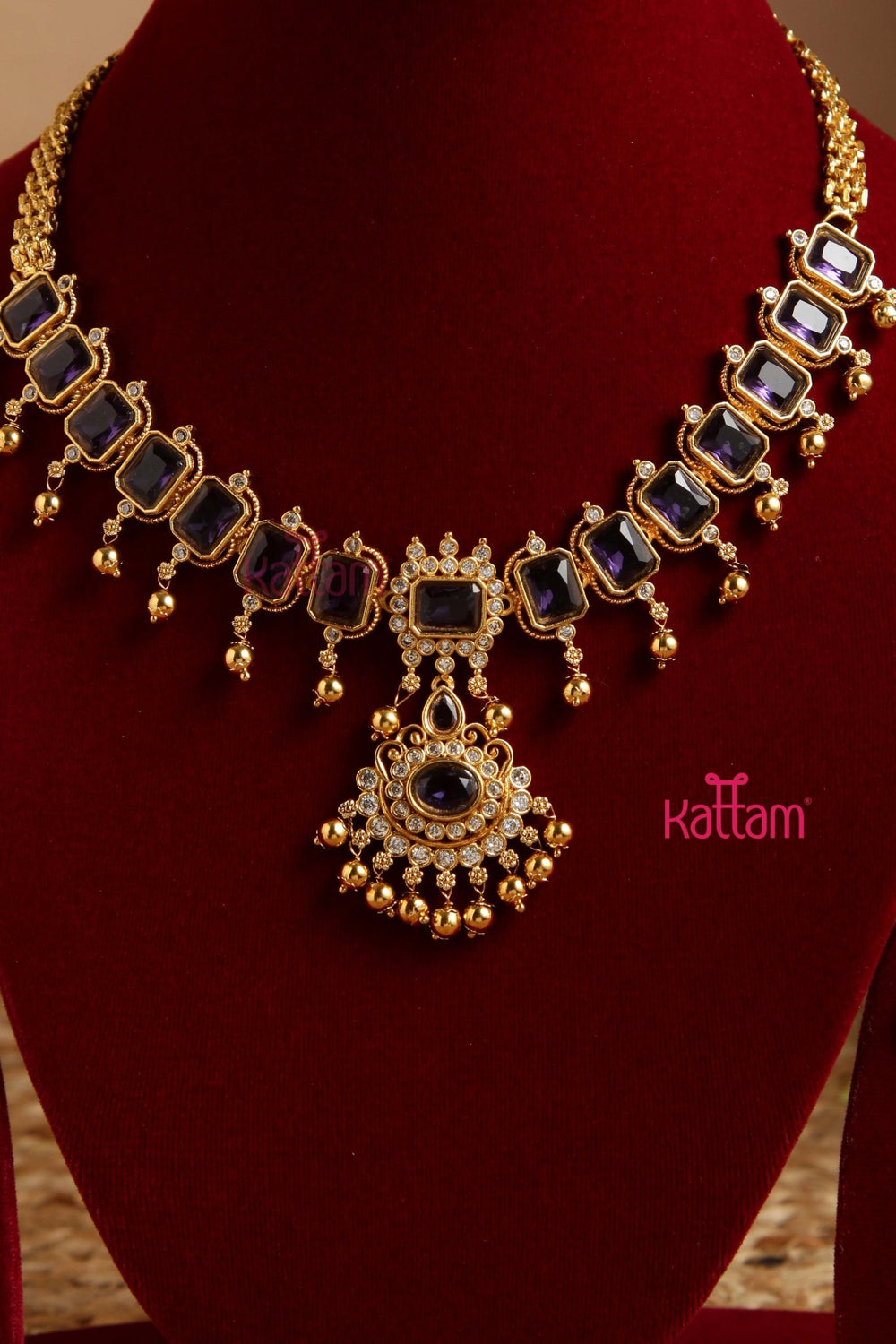 Dhanika Violet Block Necklace - N2969