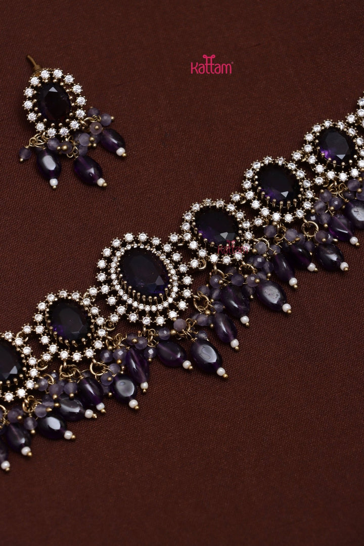 Dhanvi - AD Purple Stone Choker - N5283