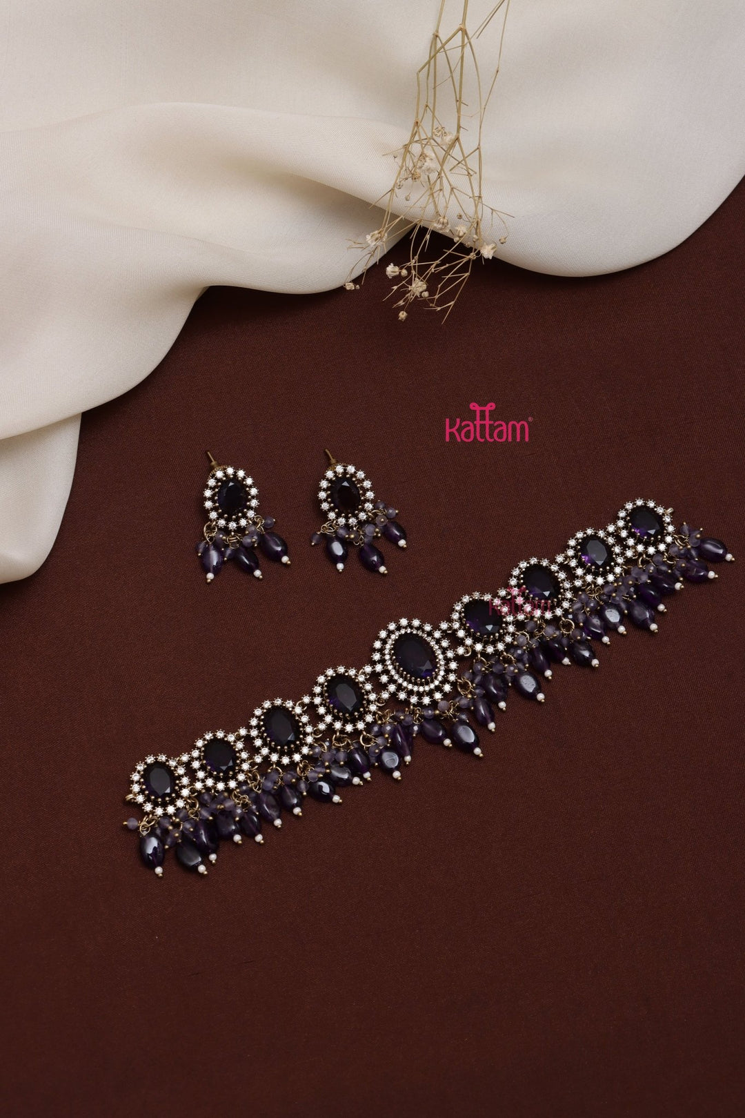 Dhanvi - AD Purple Stone Choker - N5283