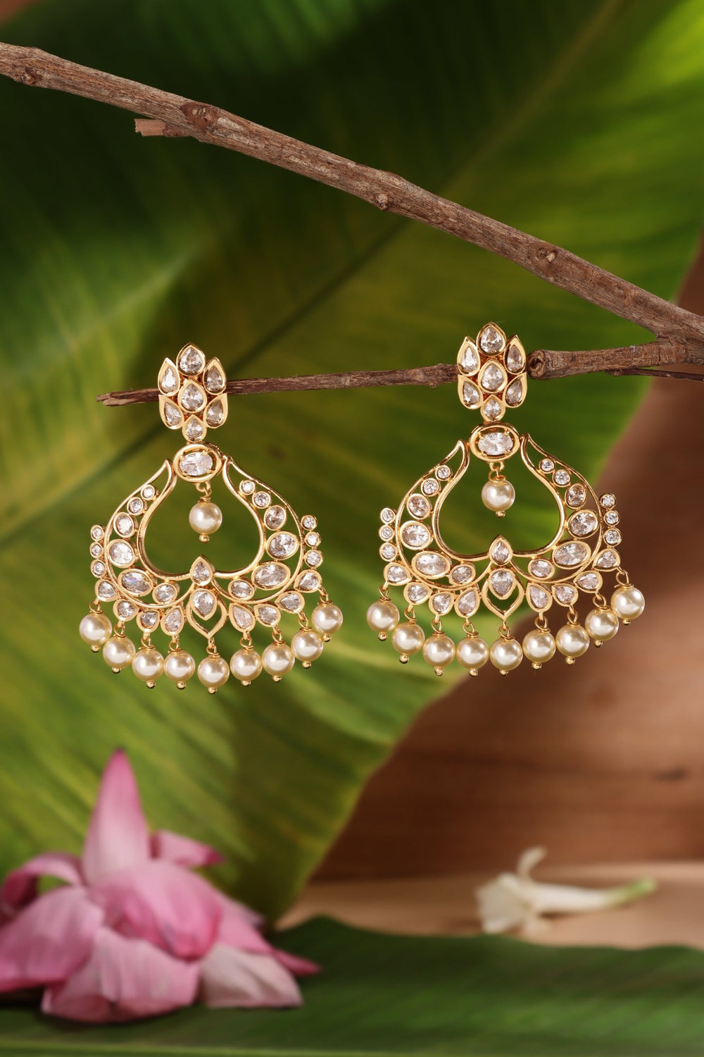 Dhanvi - Chandbali Whitestone Earring - E1516