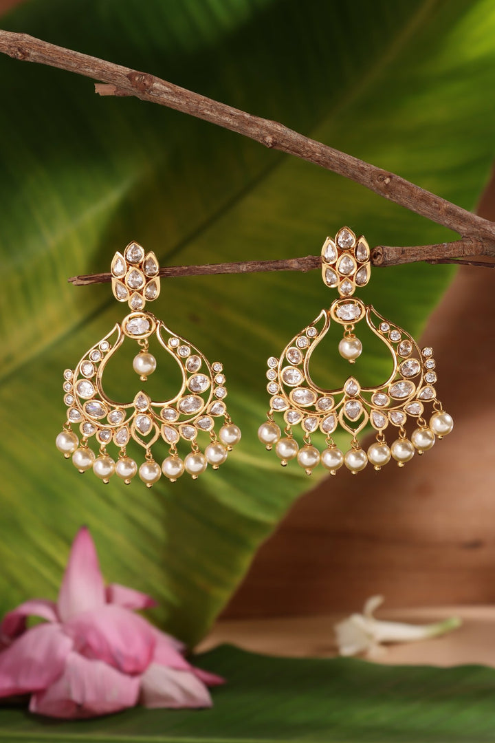 Dhanvi - Chandbali Whitestone Earring - E1516