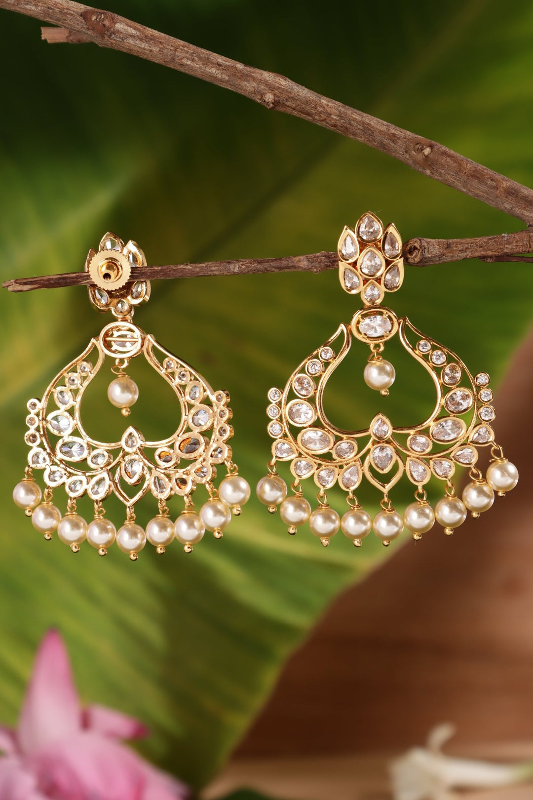 Dhanvi - Chandbali Whitestone Earring - E1516
