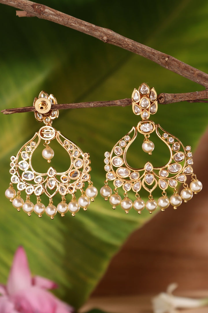 Dhanvi - Chandbali Whitestone Earring - E1516