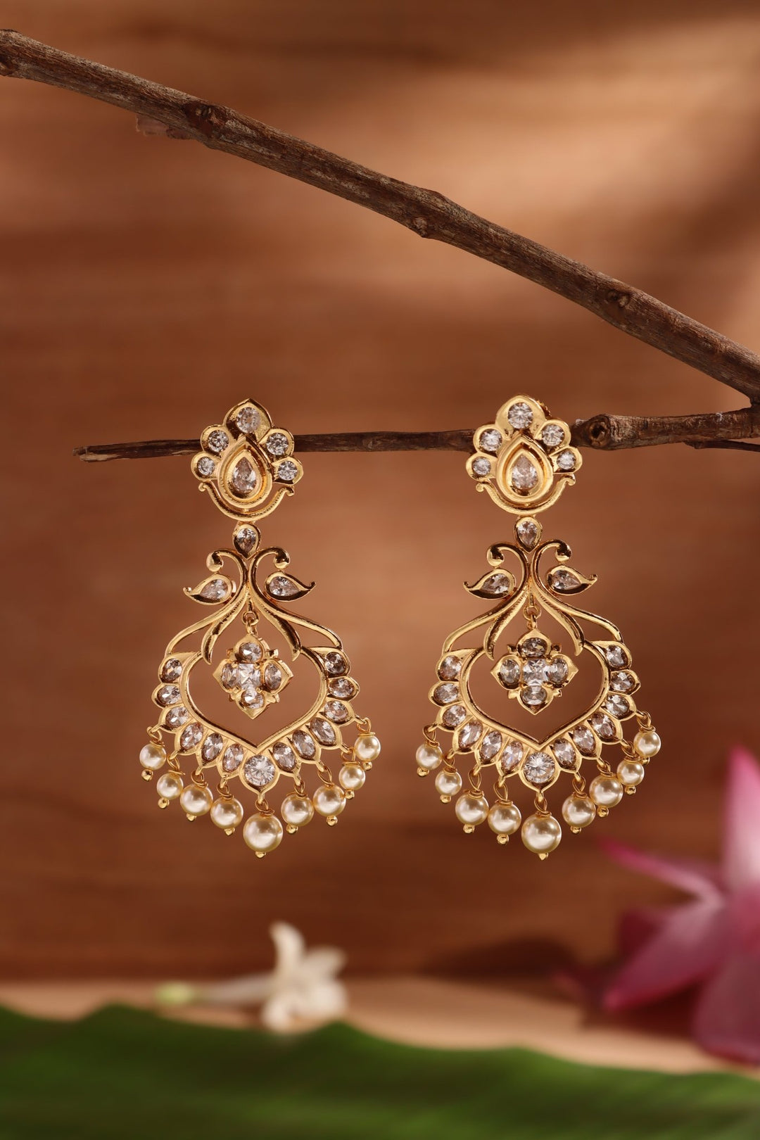 Dharsha - Peacock WhiteStone Earring - E1515