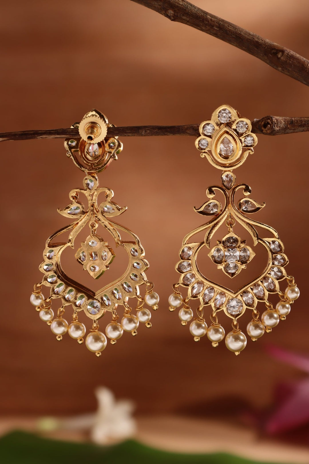 Dharsha - Peacock WhiteStone Earring - E1515