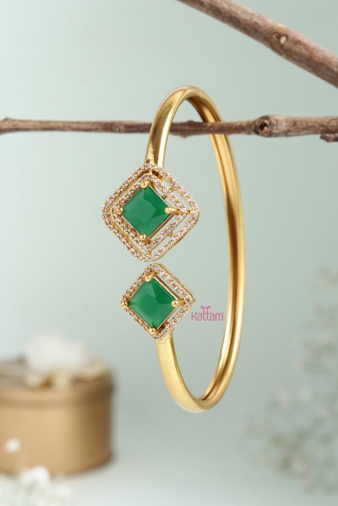 Diamond Shape Green Stone Kada - B470