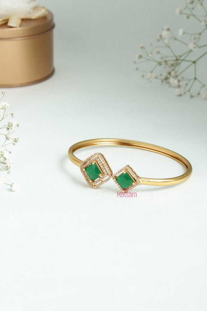 Diamond Shape Green Stone Kada - B470