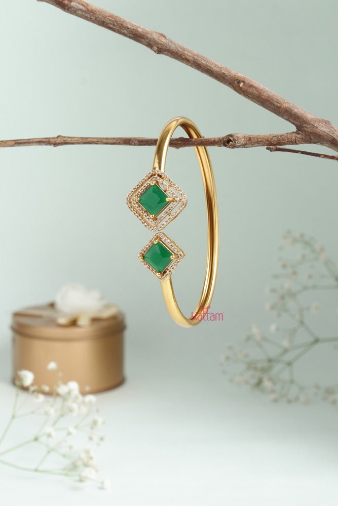 Diamond Shape Green Stone Kada - B470