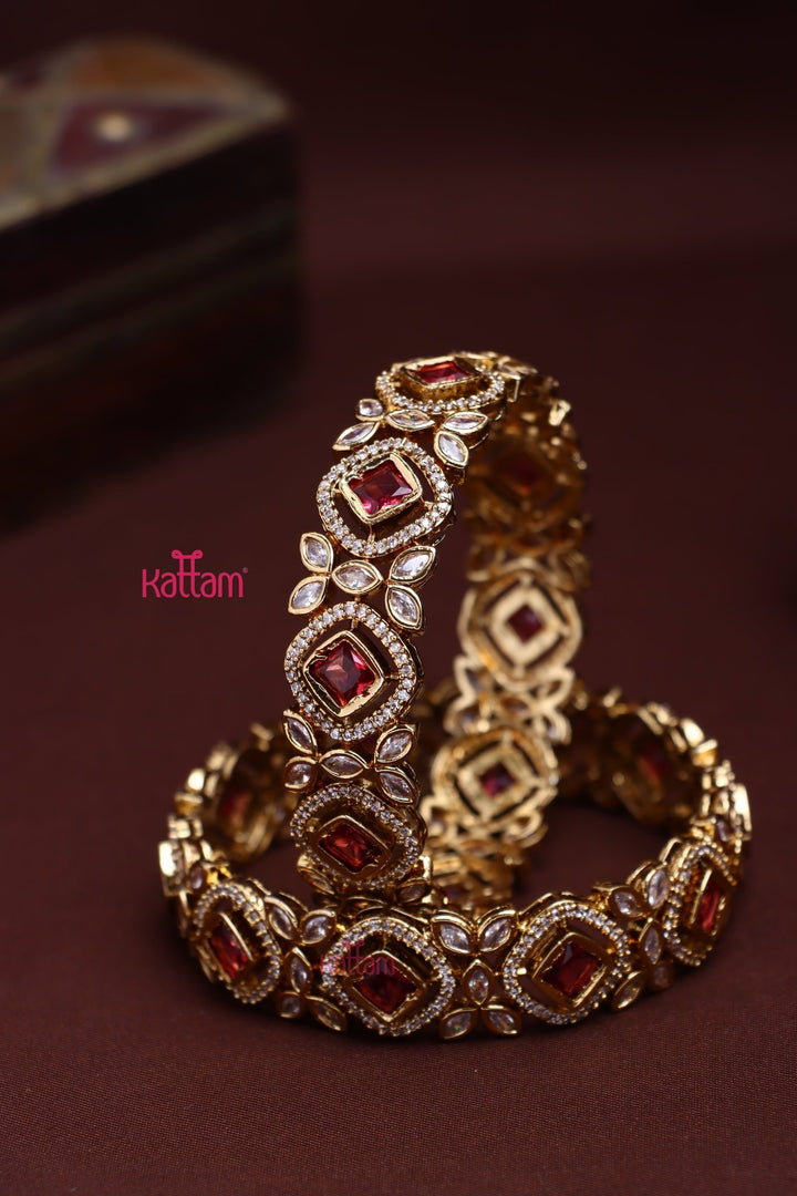 Diana - AD Leafy Ruby Bangle - B581 - V6
