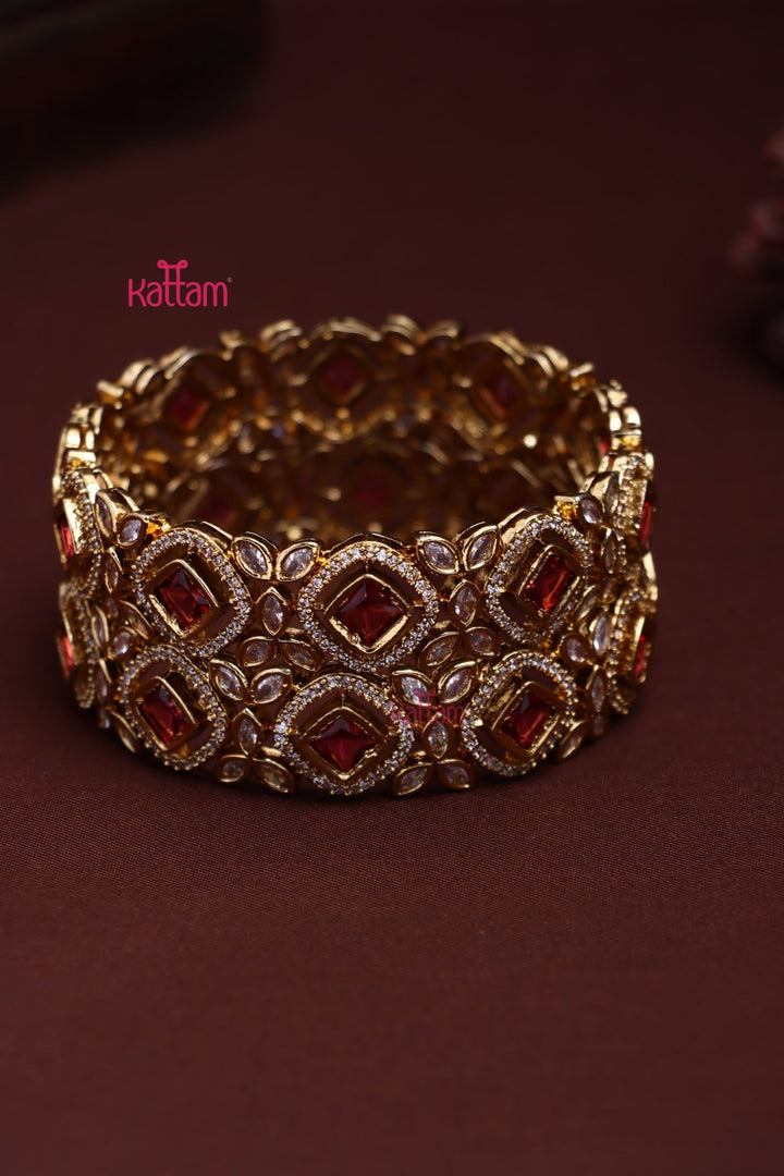 Diana - AD Leafy Ruby Bangle - B581 - V6