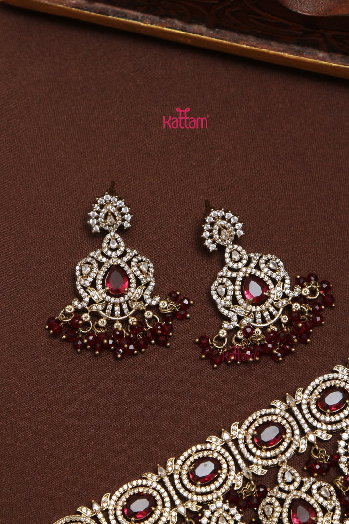 Diwana - Crystal Beads Ruby Bridal Choker - N5243