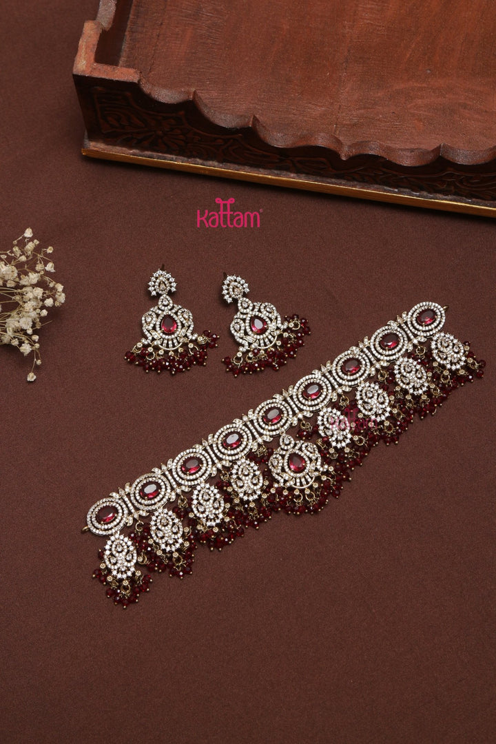 Diwana - Crystal Beads Ruby Bridal Choker - N5243