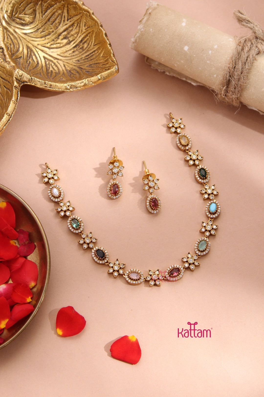 Diyana - Multi Floral Choker - N5171