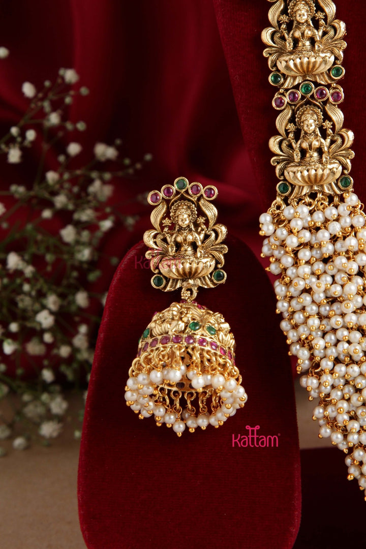 Dual Lakshmi Cluetered Pearl Haram - N2793