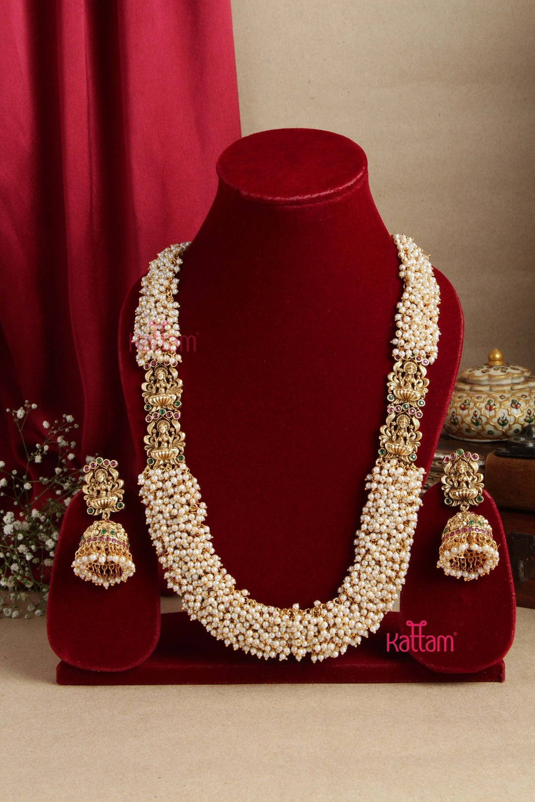 Dual Lakshmi Cluetered Pearl Haram - N2793