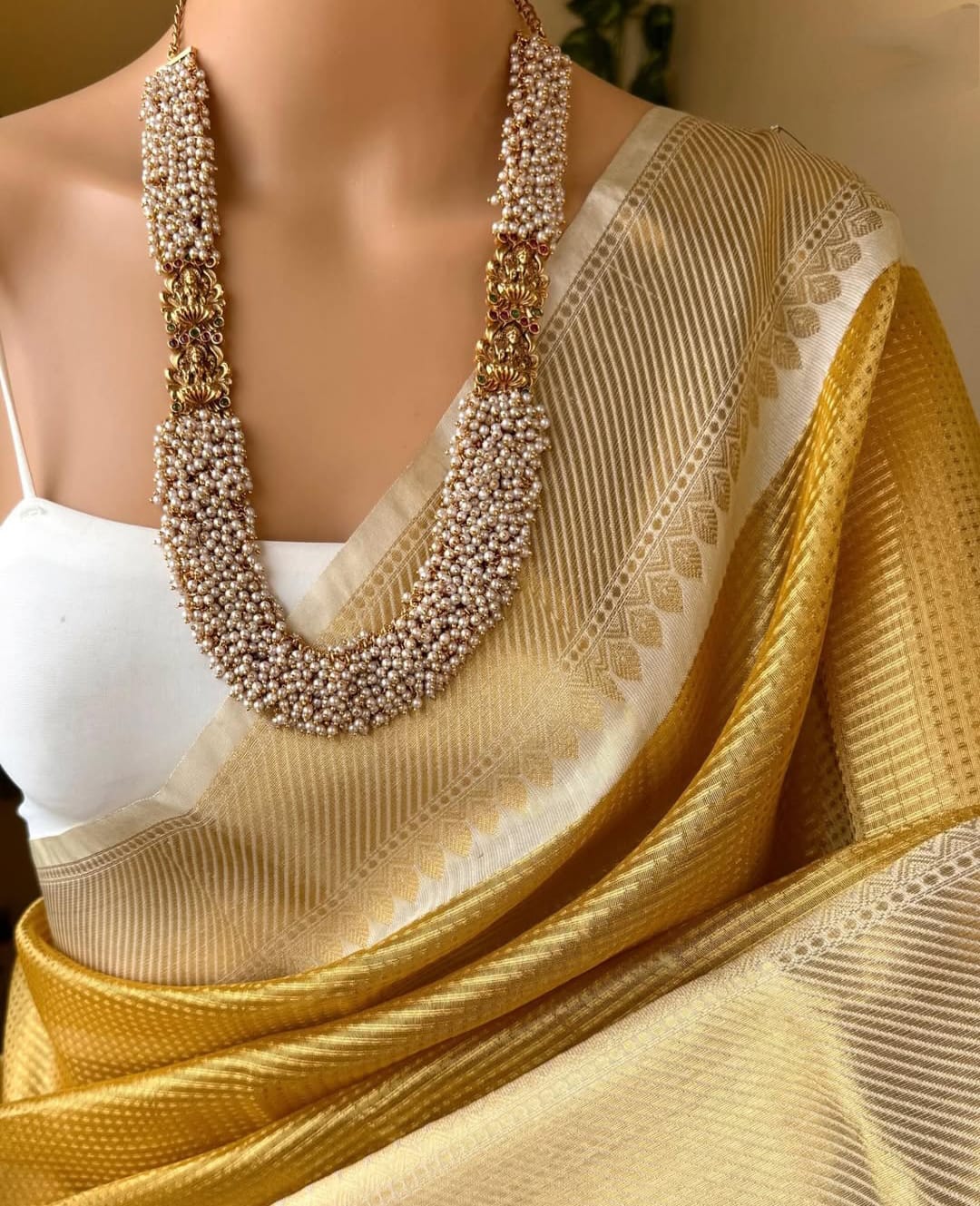 Dual Lakshmi Clustered Pearl Haram - N2793