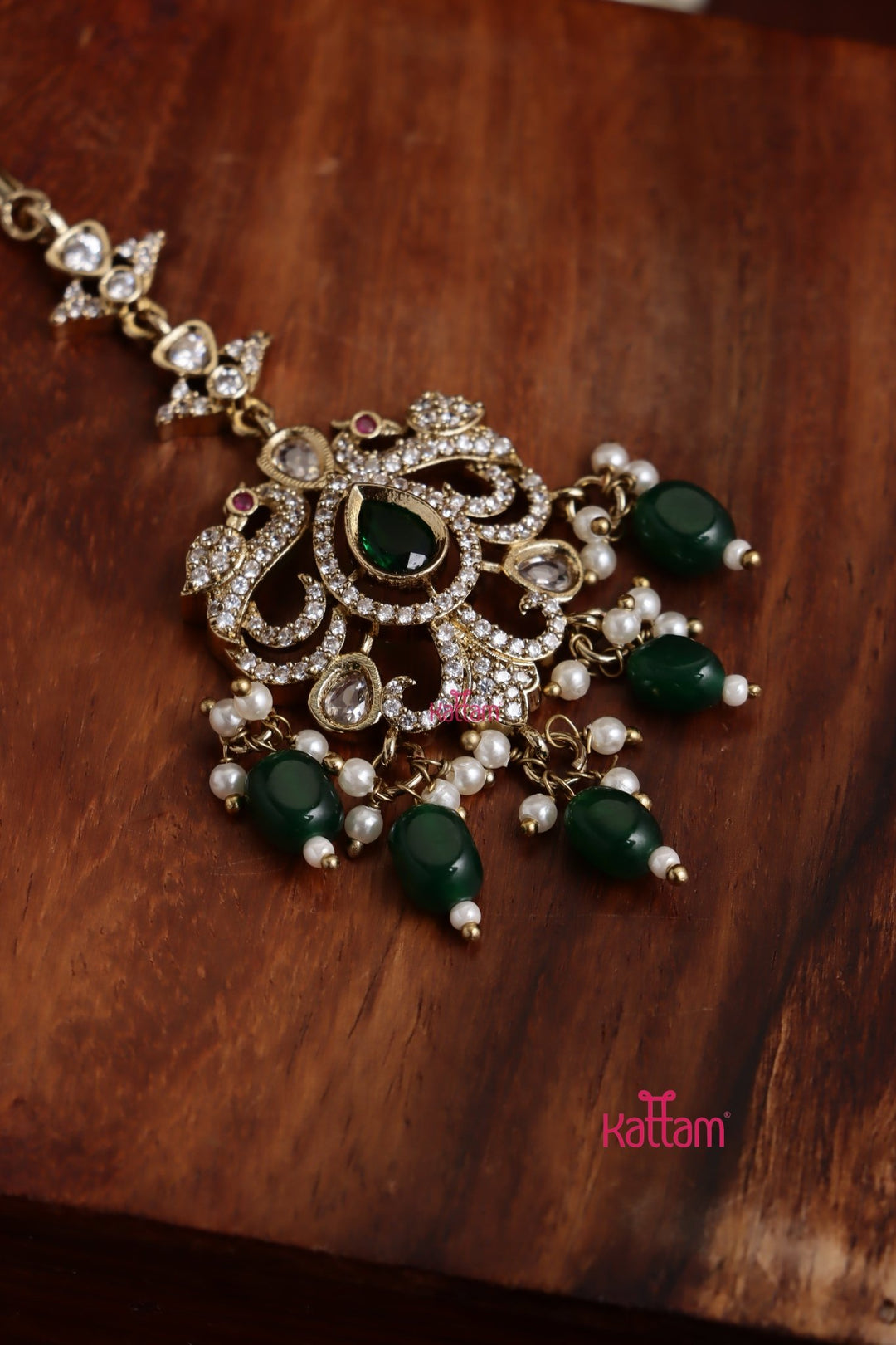 Ekta - Victorian Peacock Green Maangtikka - MT161