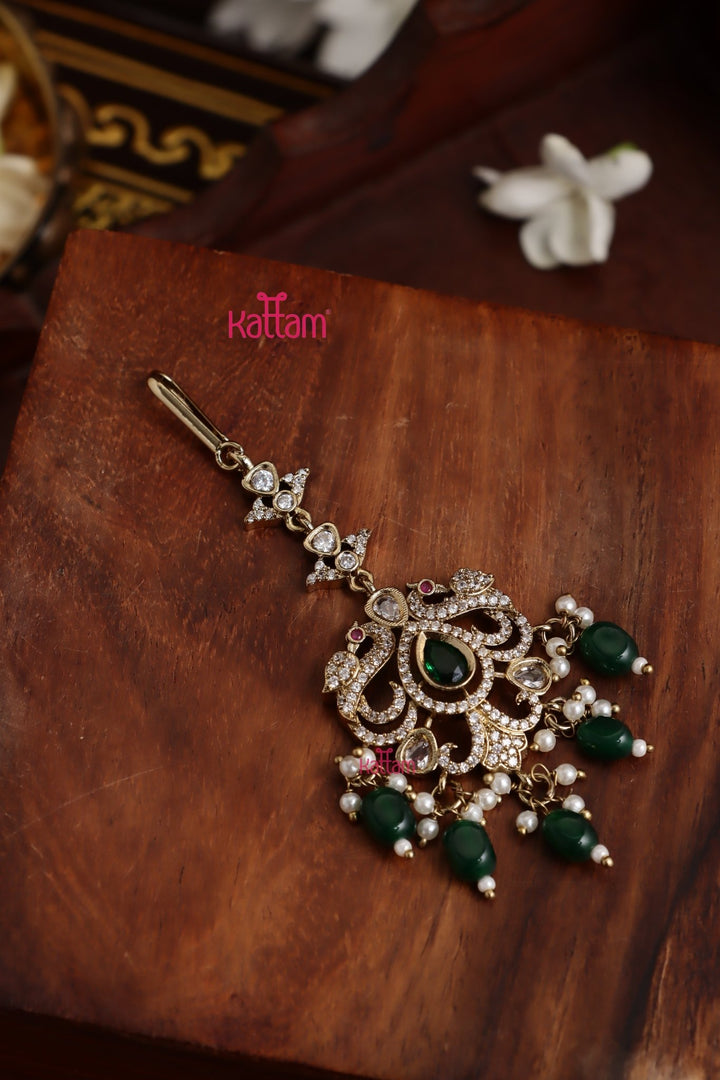 Ekta - Victorian Peacock Green Maangtikka - MT161