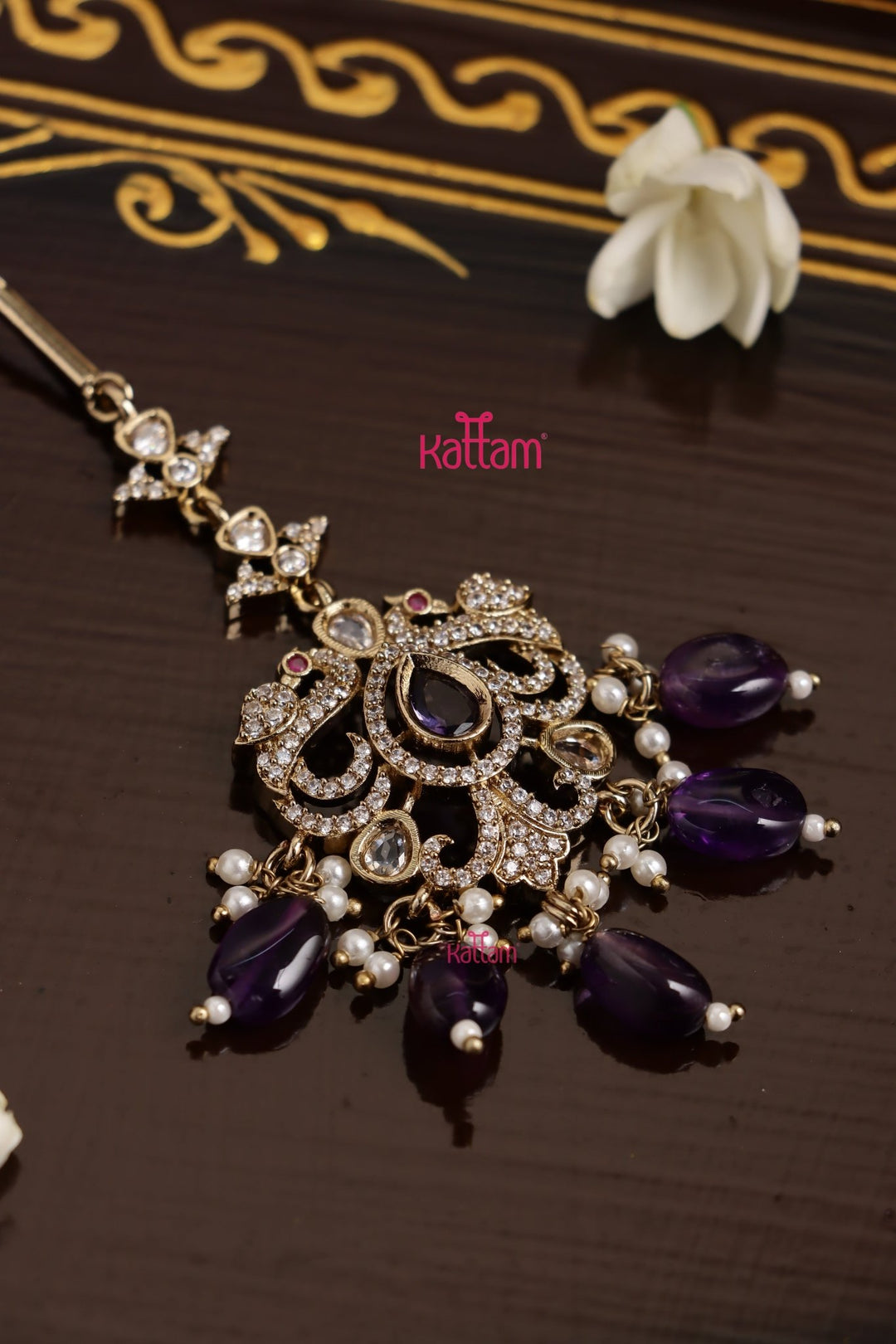 Ekta - Victorian Peacock Purple Maangtikka - MT162