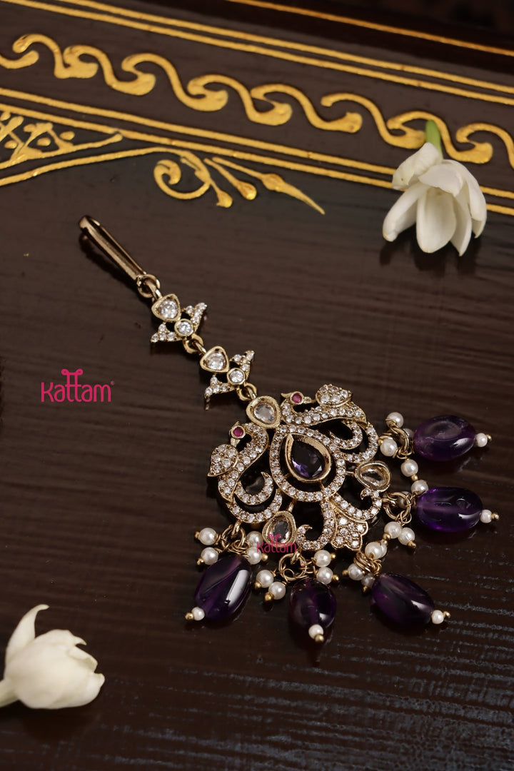 Ekta - Victorian Peacock Purple Maangtikka - MT162