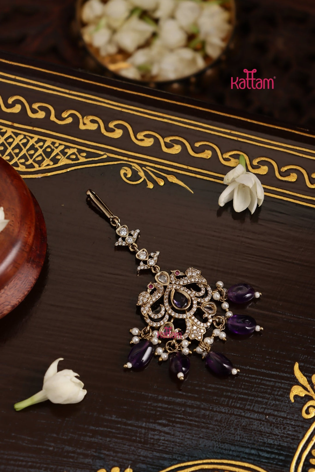 Ekta - Victorian Peacock Purple Maangtikka - MT162