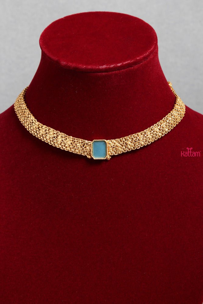 Elegant Blue Stone Choker - N1571