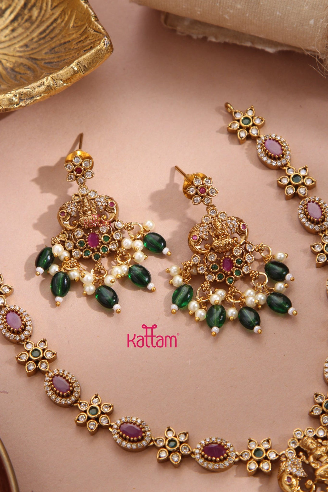 Elegant Ganesha & Lakshmi Beaded Necklace - N3348